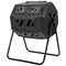 Dual-Chamber Outdoor Rotating Compost Bin with Aeration Holes and 43-Gallon Capacity